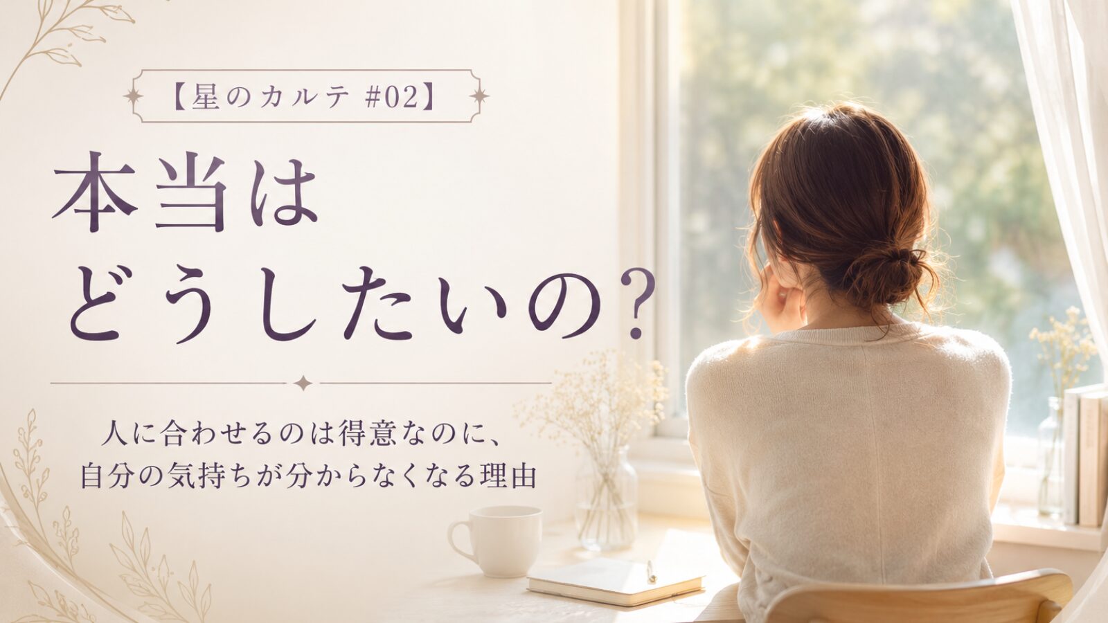 本当はどうしたいのか分からず窓辺で考え込む女性の後ろ姿
